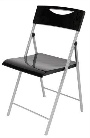 Skladacia stolička, kov a  plast, ALBA "Smile", čierna