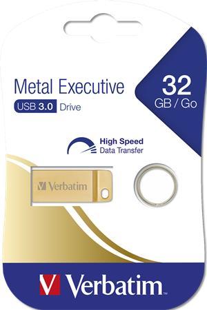 USB kľúč, 32GB, USB 3.0,  VERBATIM "Executive Metal", zlatá