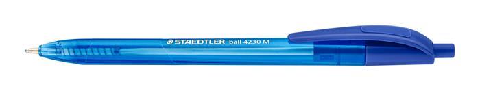Guľôčkové pero, 0,5 mm, stláčací mechanizmus, STAEDTLER "Ball 423 M", modrá