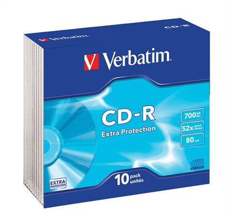 CD-R disk, 700 MB, 52x, 10 ks, tenký obal, VERBATIM "DataLife"
