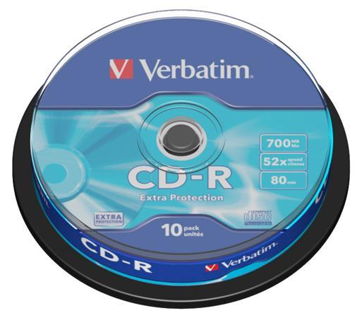 CD-R disk, 700 MB, 52x, 10 ks, cake box, VERBATIM "DataLife"