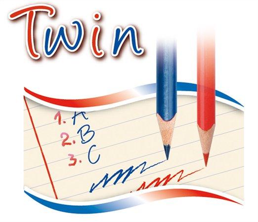 Poštová ceruzka, trojhranný tvar, KORES "Twin", modro-červená