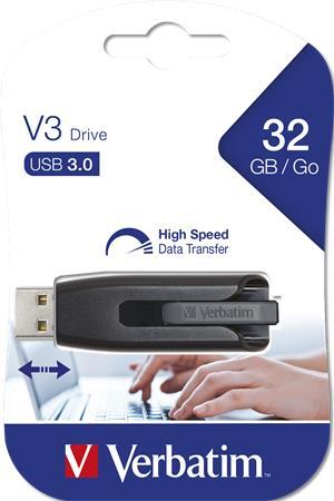 VERBATIM USB 3.0 drive, 32 GB, `Store`n`Go V3 60/12 MB/sec, fčierny-sivý