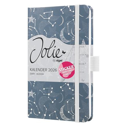 Diár, A6, týždenný, 2026, tvrdá obálka, SIGEL "Jolie", Cosmic Fantasy Blue 2