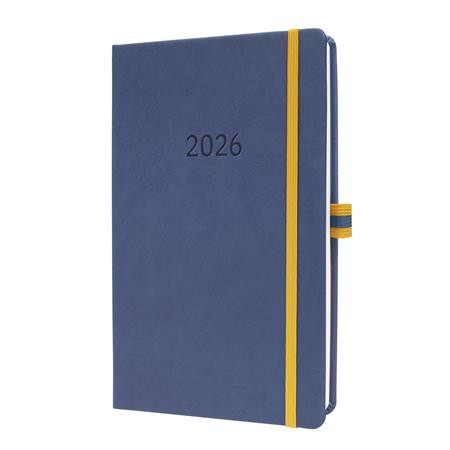 Diár, A5, týždenný, 2026, tvrdá obálka, SIGEL "Linescape", modrý-žltý