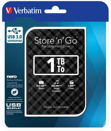 2,5" HDD (pevný disk), 1TB, USB 3.0, VERBATIM "Store n Go", čierna