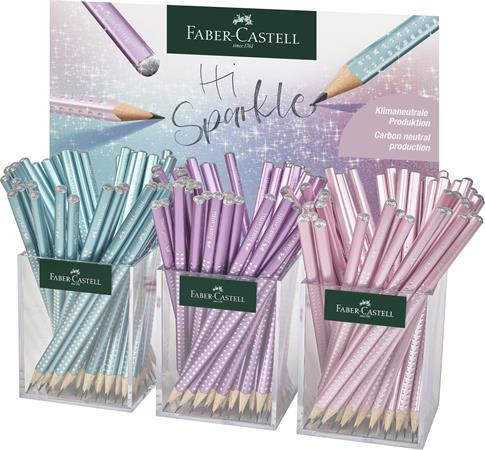 Grafitové ceruzky, displej, B, trojhranné, FABER-CASTELL "Sparkle", metalické farby