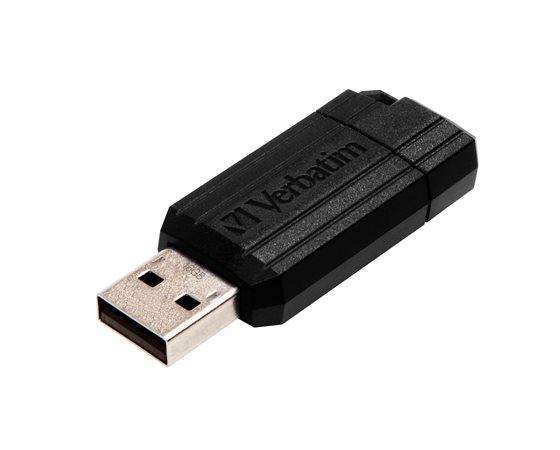 USB kľúč, 16GB, USB 2.0, 10/4MB/sec, VERBATIM "PinStripe", čierna
