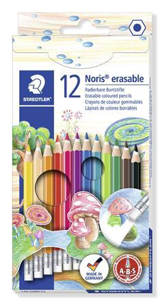 Farebné ceruzky s gumou, šesťhranný tvar, STAEDTLER "Noris Club", 12 rôznych farieb