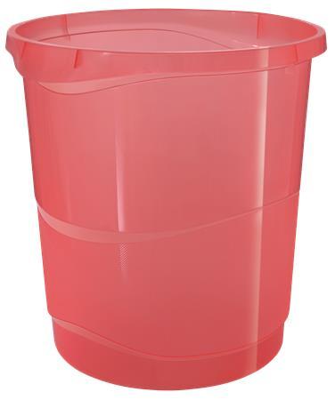 Kôš na odpadky, 14 liter, ESSELTE "Colour`Breeze", priehľadný koralový