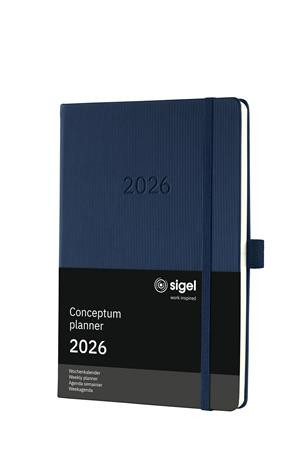 Diár, A5, týždenný, 2026, tvrdá obálka, SIGEL "Conceptum", tmavomodrý 2