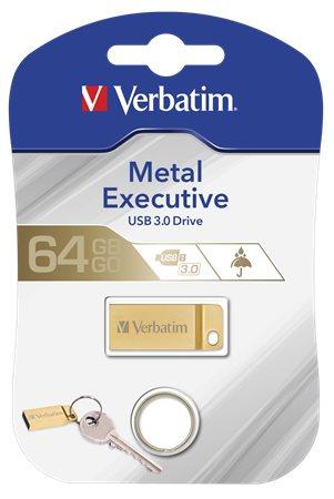 USB kľúč, 64GB, USB 3.0,  VERBATIM "Executive Metal", zlatá