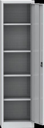 . Kovová skriňa, 1-dverová, sivá, 4 police, 1950 x 505 x 400 mm