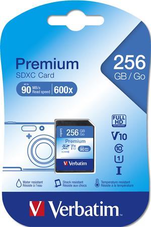 Pamäťová karta, SDXC, 256GB, CL10/U1, 90/10 MB/s, VERBATIM "Premium"