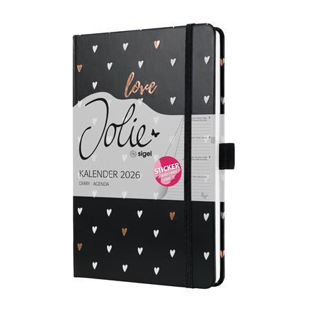Diár, A5, týždenný, 2026, tvrdá obálka, SIGEL "Jolie", Dark love 2
