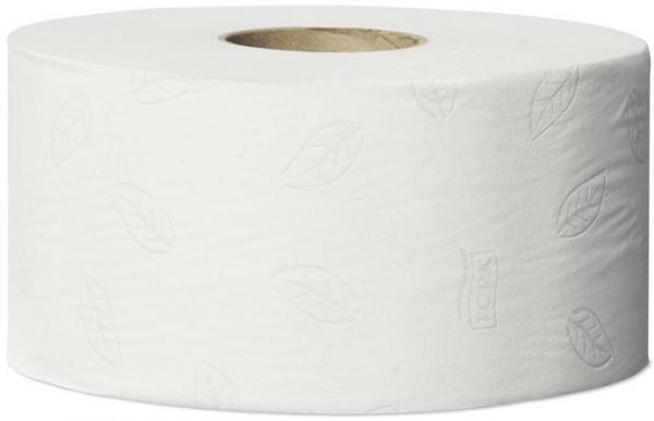 Toaletný papier, T2 systém, 2-vrstvový, priemer: 18,8 cm, Advanced, TORK "Mini Jumbo", bie