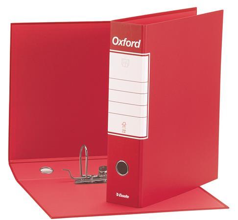 Pákový šanón s obalom, 80 mm, A4, karton, ESSELTE "Oxford", červená
