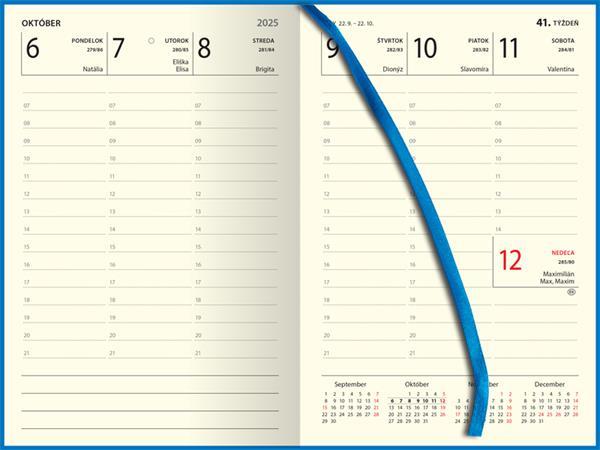 Diár, plánovací, A5, týždenný, stĺpcový, DAYLINER "Elastic Blue", s perom 2