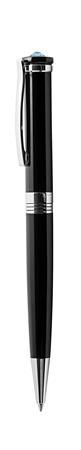 Guľôčkové pero, čierna, "Rimini", s aqua modrým krištáľom SWAROVSKI®, 14 cm, ART CRYSTELLA
