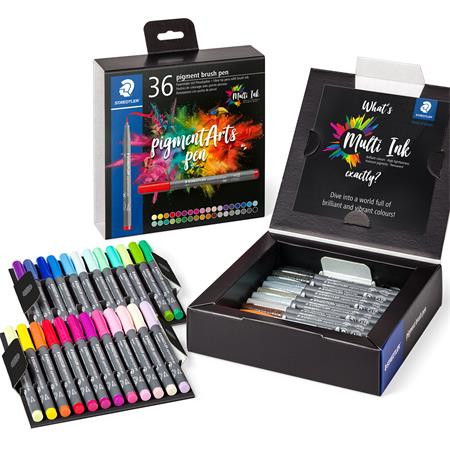 Sada štetcových popisovačov, STAEDTLER "Pigment brush 371", 36 rôznych farieb 3