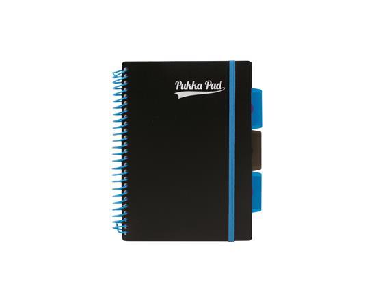 Špirálový zošit, A5, linajkový, 100 strán, PUKKA PAD, "Neon black project book"