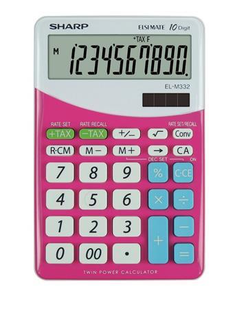 Kalkulačka, stolová, 10 číslic, SHARP "EL-M332", pink