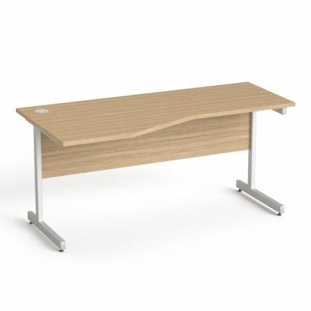 Písací stôl, s oblúkom, ľavé prevedenie, so sivými kovovými nohami, 160x80 cm, MAYAH "Free