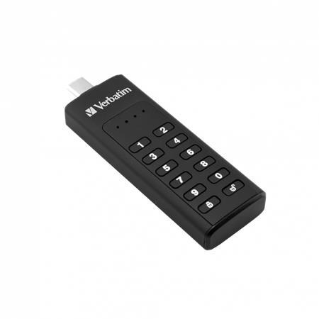 USB kľúč, 128GB, šifrovanie heslom, 160/130Mb/s, USB-C 3.1, VERBATIM "Keypad Secure"
