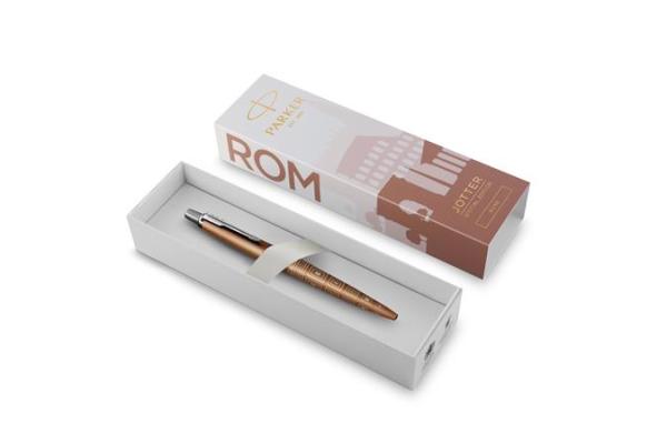 Guľôčkové pero, 0,7 mm, strieborný klip, vzorované telo, PARKER, "Royal Jotter Róma", modr