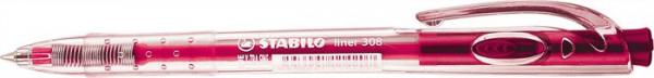Guľôčkové pero, 0,38 mm, stláčací mechanizmus, STABILO "Liner 308", ružové