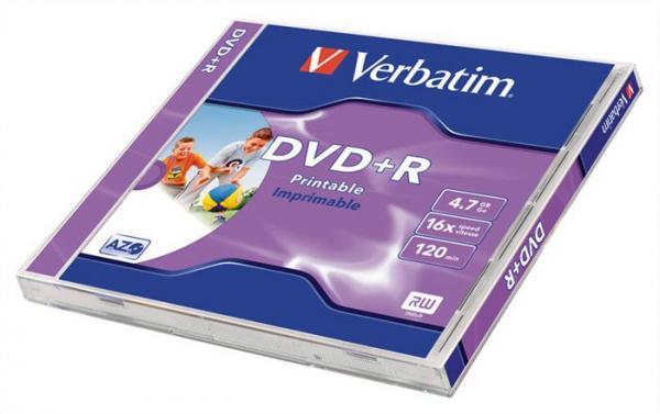 DVD+R disk, potlačiteľný, matný, ID, 4,7GB, 16x, 1 ks, klasický obal, VERBATIM