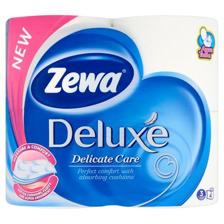 Toaletný papier, 3-vrstvový, 4 kotúče/bal, ZEWA "Deluxe", biely