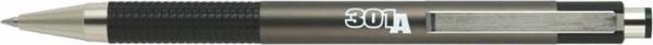Guľôčkové pero, 0,24 mm, stláčací mechanizmus, antracitové telo, ZEBRA "F301 A", modrá