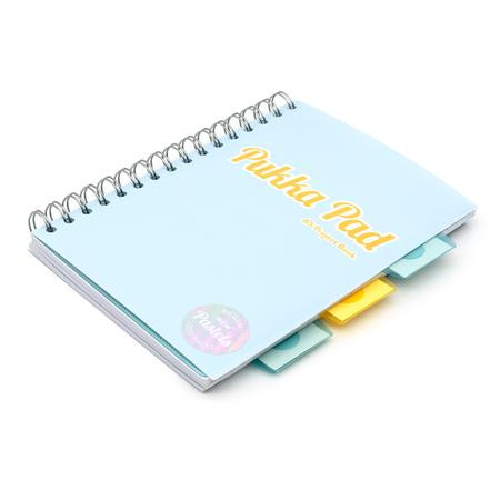 Špirálový zošit, A5, linkovaný, 100 listov, PUKKA PAD "Pastel project book", mix farieb 2