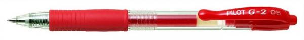 Gélové pero, 0,25 mm, stláčací mechanizmus, PILOT "G-2", červené