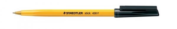 Guľôčkové pero, 0,3 mm, s vrchnákom, STAEDTLER "Stick 430 F",čierne