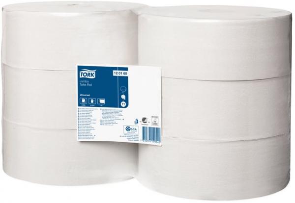 Toaletný papier, T1 systém, 1-vrstvový, priemer: 26 cm, Universal, TORK "Jumbo", biela