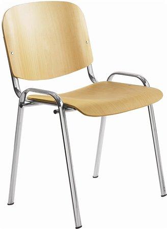 . Konferenčná stolička, drevené sedadlo, chrómová kostra, "1120 LC"