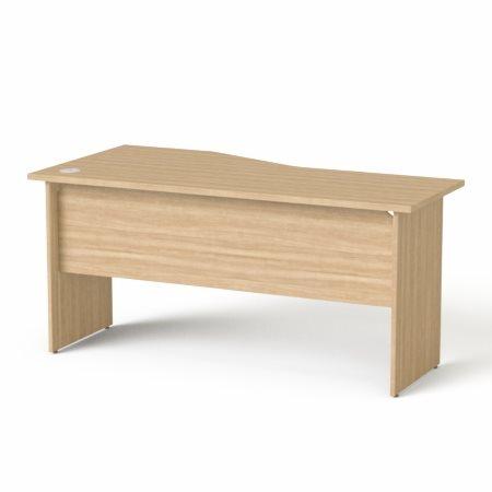 Písací stôl, s oblúkom, pravé prevedenie, s drevenými nohami, 160x80 cm, MAYAH "Freedom SV