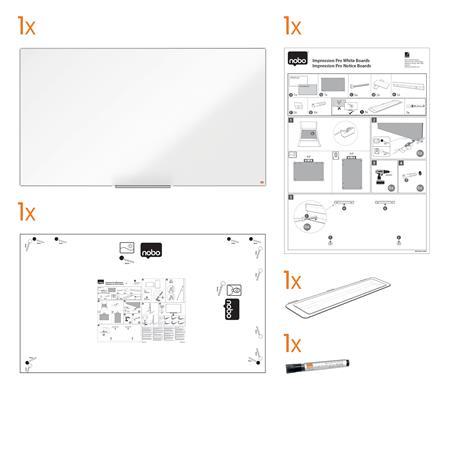Biela tabuľa, smaltovaná, magnetická, širokouhlá, 40"/89x50cm, hliníkový rám, NOBO "Impres