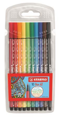 Fixky, sada, 1 mm, STABILO "Pen 68", 10 rôznych farieb