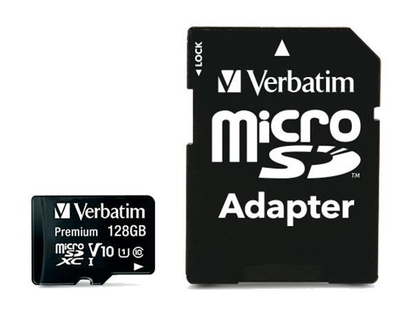 Pamäťová karta, microSDXC, 128GB, CL10/U1, 90/10 MB/s, s adaptérom, VERBATIM "Premium"