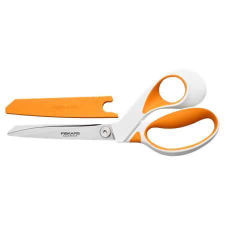 Nožnice, klasické, 23 cm, FISKARS "RazorEdge Softgrip", oranžová-biela