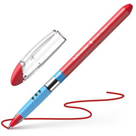 Guľôčkové pero, 0,7 mm, s vrchnákom, SCHNEIDER "Slider XB", červené