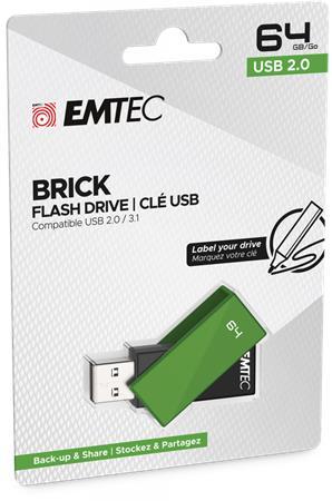 USB kľúč, 64GB, USB 2.0, EMTEC "C350 Brick", zelená