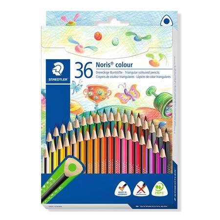 Farebné ceruzky, trojhranné, STAEDTLER "Noris Colour", 36 farieb