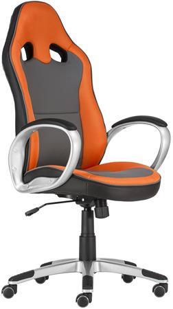 . Manažérska stolička, čalúnená, mesh a koženka, plastový podstavec, "OREGON", sivá-oranžová