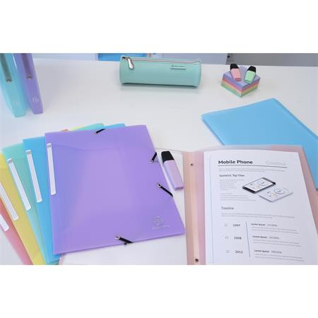 Doska s gumičkou, PP, A4, EXACOMPTA "Chromaline Pastel", žltá 4