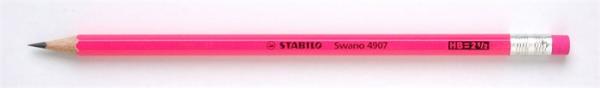 Grafitová ceruzka s gumou, HB, šesťhranná, STABILO "Neon", ružová