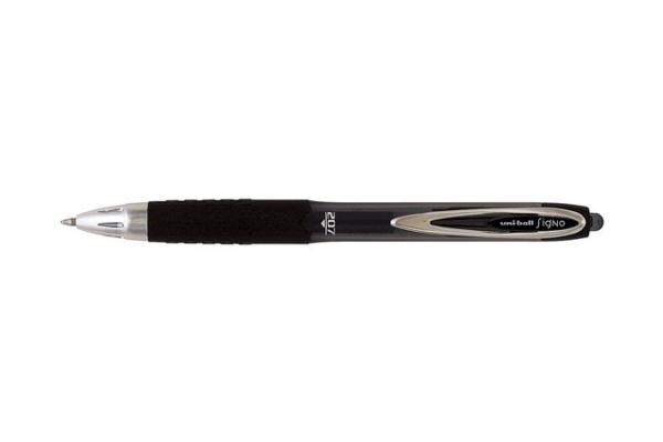 Gélové pero, 0,4 mm, stláčací mechanizmus, UNI "UMN-207", čierne